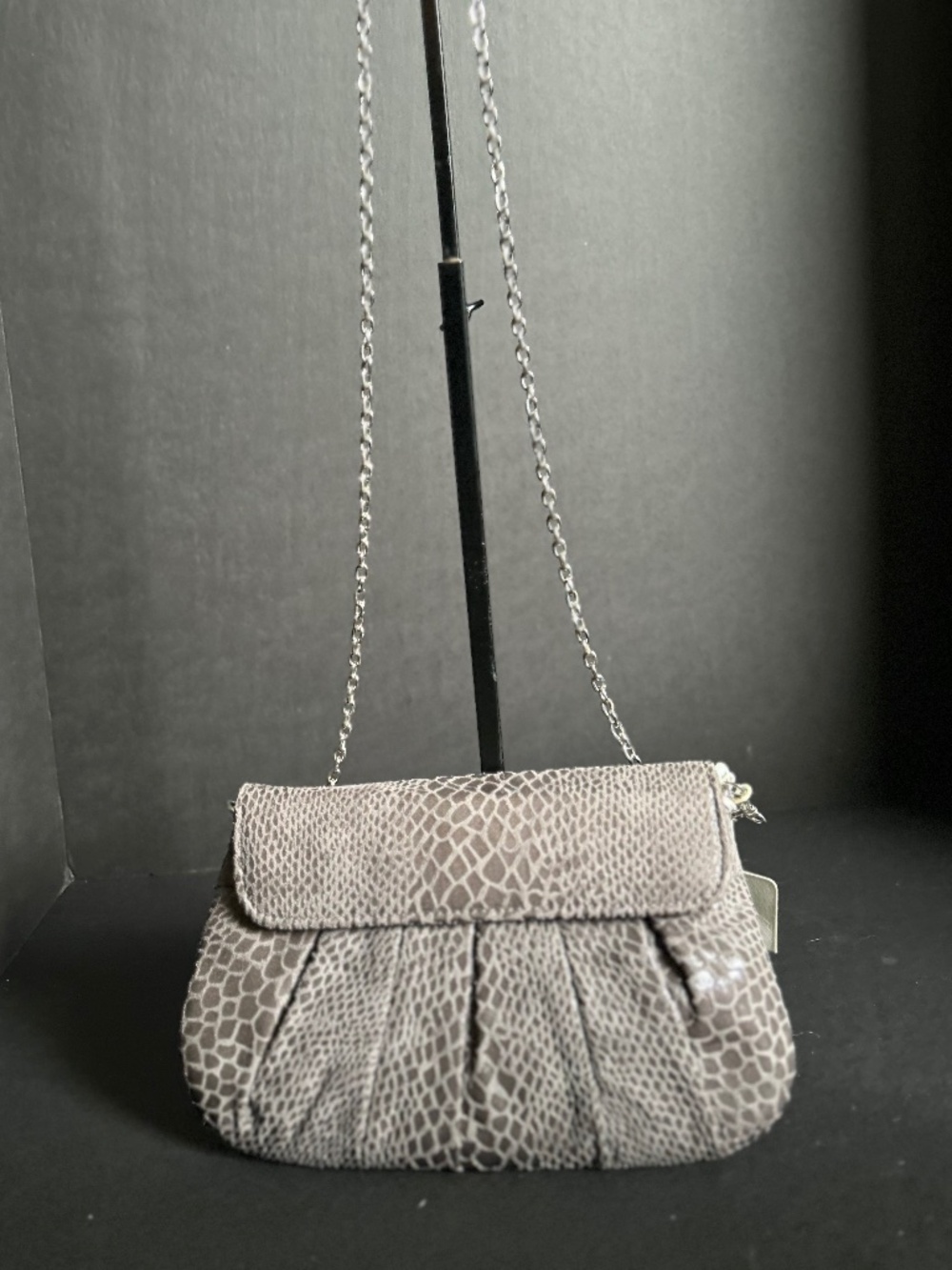 NEW Urban Expressions Gray Faux Snakeskin Envelope Clutch | Chain Shoulder Bag |